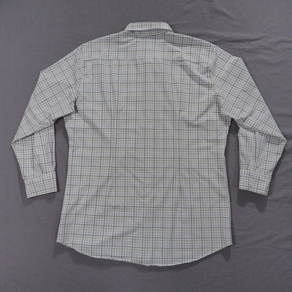 Mizzen Main Shirt Mens XL Trim Fit Blue Green Plaid Leeward Collection USA Made - Picture 2 of 14